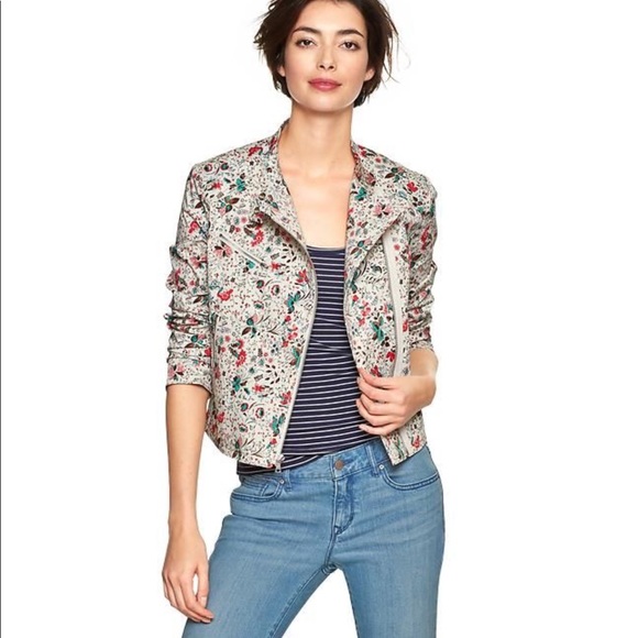 GAP Jackets & Blazers - NWOT GAP Floral Moto Jacket